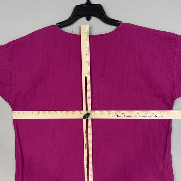 Eileen Fisher Dress Womens Small Magenta Fuchsia Pink Crinkle Gauze Coastal Luxe - Picture 11 of 14